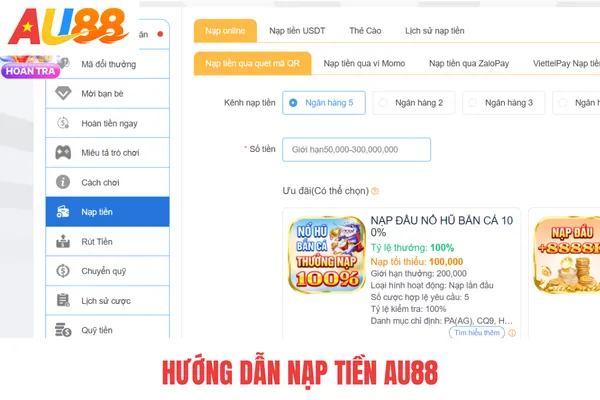 Hướng dẫn nạp tiền AU88 Hướng dẫn nạp tiền AU88